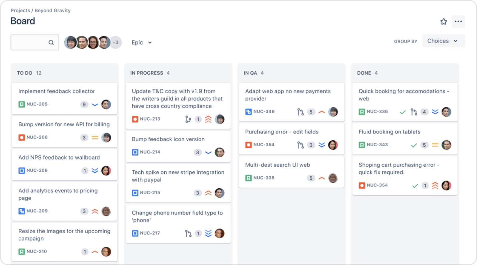 A Jira board.