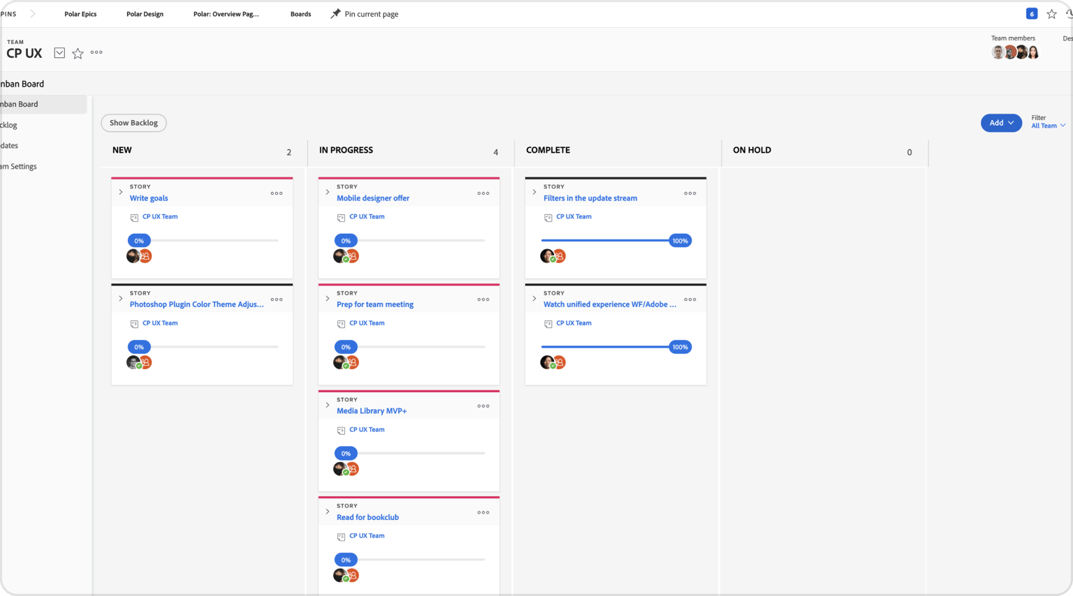 Workfront's Teams board.
